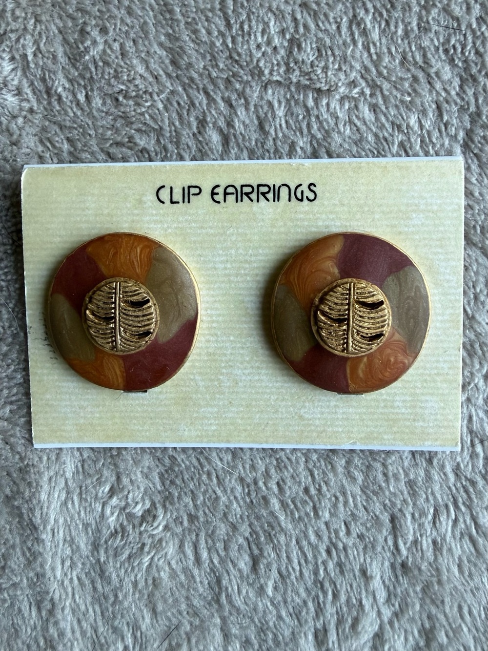 Vintage Metal Gold Tone and Neutral Clip Earrings